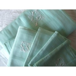 Nappe ancienne  monogramme FP + 6 serviettes