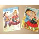 2 Cartes postales en tissu, folklore d'Auvergne