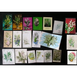 Lot de 20 cartes anciennes Muguet