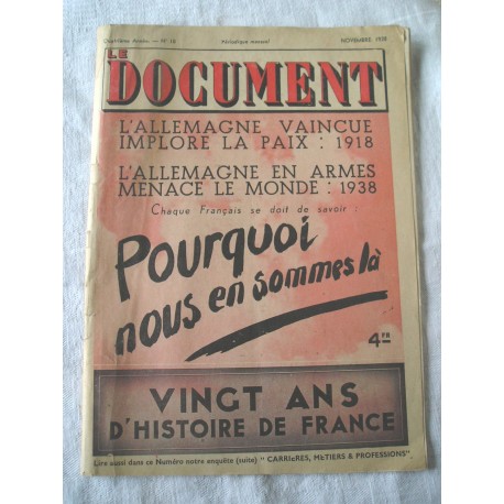 Revue militaire Le Document 1938, histoire, guerre