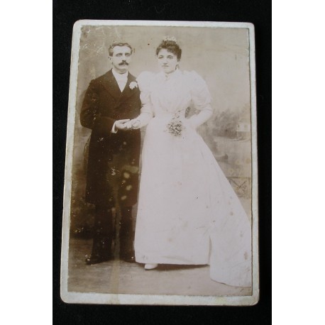 Photo ancienne couple de mariés XIXème