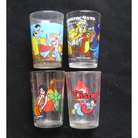 4 verres à moutarde Walt Disney Productions 