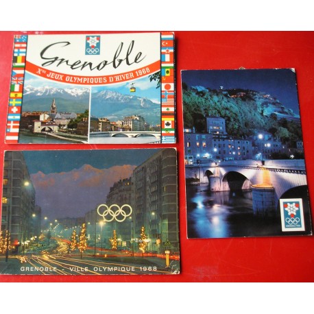 3 cartes postales Jeux Olympiques Grenoble 1968