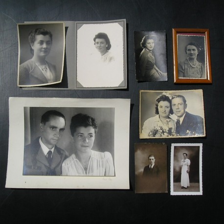 Lot de 8 photos anciennes, portraits, années 40-50