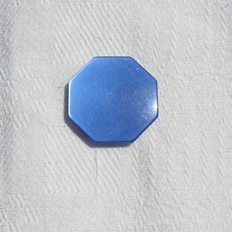 3 boutons bleus, hexagonaux, vintage