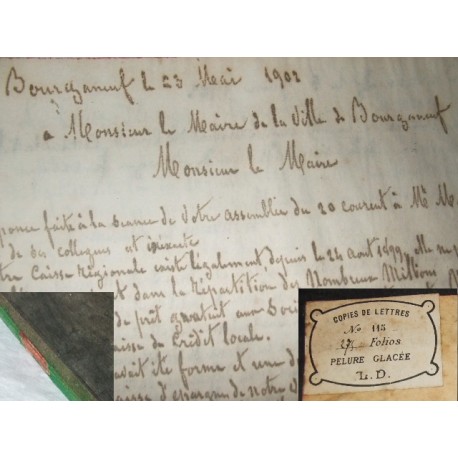 Ancien livre de copies de lettres manuscrites de 1901/1902