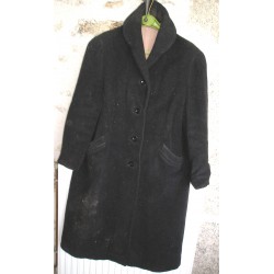 Manteau ancien noir en lainage, années 50