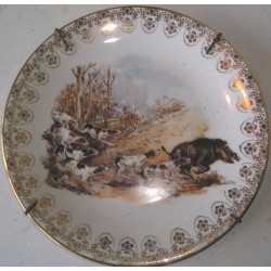 Assiette décorative, Limoges, chasse au sanglier