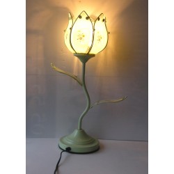 Lampe fleur en métal vert