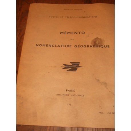 Document ancien Mémento PTT 1961