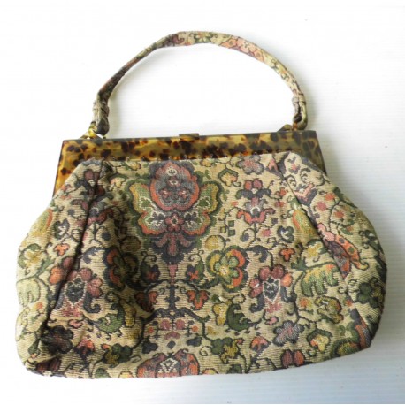 Sac à main ancien vintage, tapisserie,23x20cm en bon état