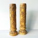 2 vases  anciens en plâtre 40cm, scènes villageoises