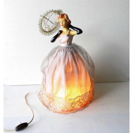 Lampe avec buste de femme en céramique
