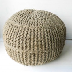 Pouf vintage en laine tressée