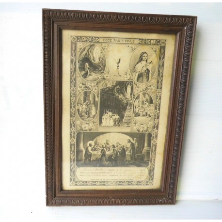 Joli cadre en bois avec photo ancienne religieuse - 1934