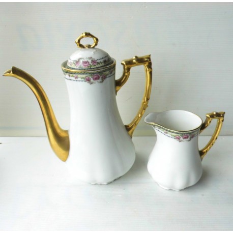 Cafetière et pot à lait Porcelaine de Limoges