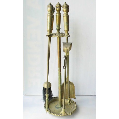 Serviteur cheminée ancien 4 pièces, bronze? 63cm