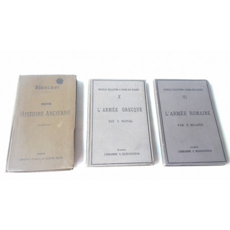 3 livres anciens armée romaine 1884, armée grecque