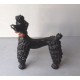 Caniche royal noir, statuette en plâtre, vintage 20cmx17cm