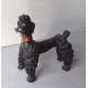 Caniche royal noir, statuette en plâtre, vintage 20cmx17cm