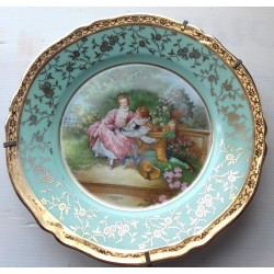 Assiette décorative porcelaine de Limoges vert et or