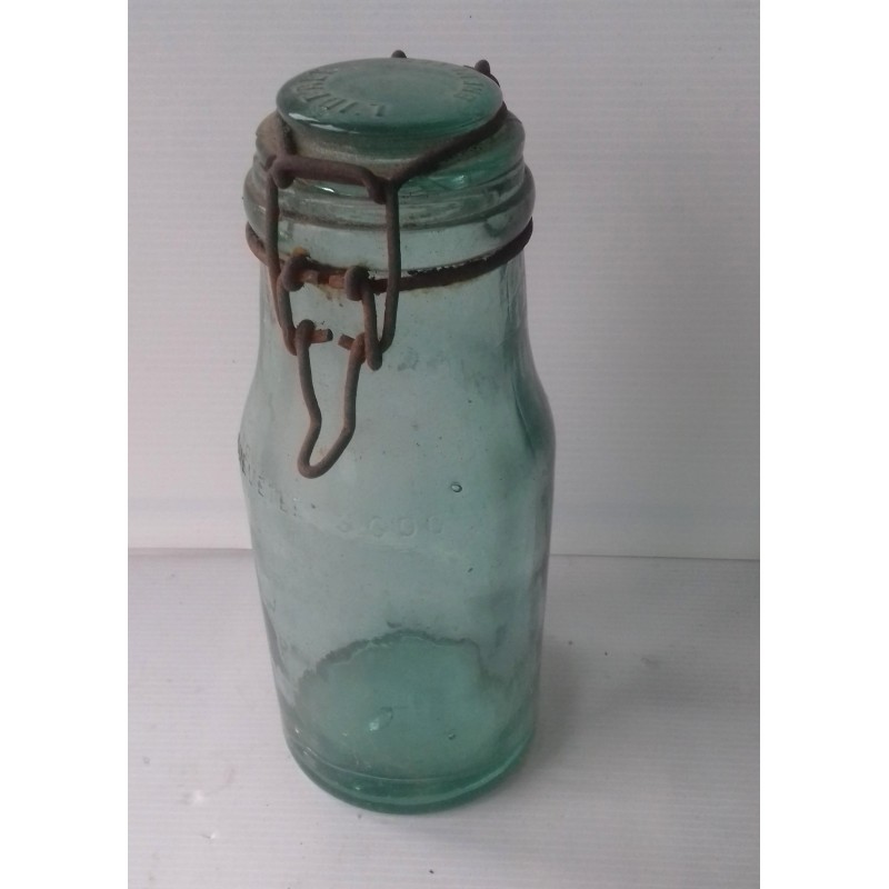 1 paire de Bocal Ancien 19eme en verre soufflé bouche, fait main, verre vert PETIT MODELE
