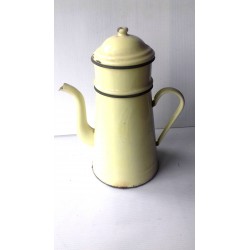 Cafetière ancienne émaillée jaune