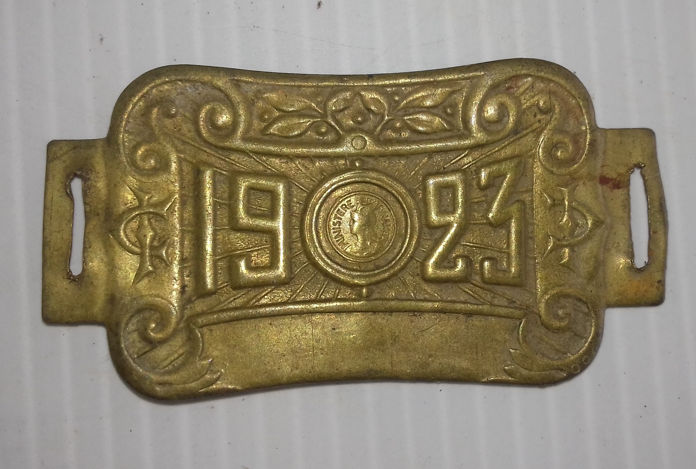 Plaque Support Pour Plaque Fiscale Vintage 1940 - NOS Pour Vélo Peugeot, Motobécane, Mercier
