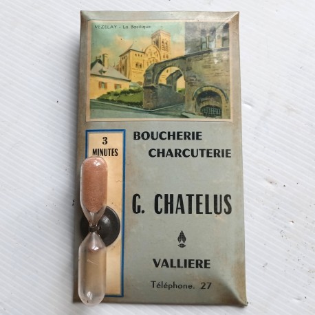Sablier publicitaire Boucherie CHATELUS à VALLIERES