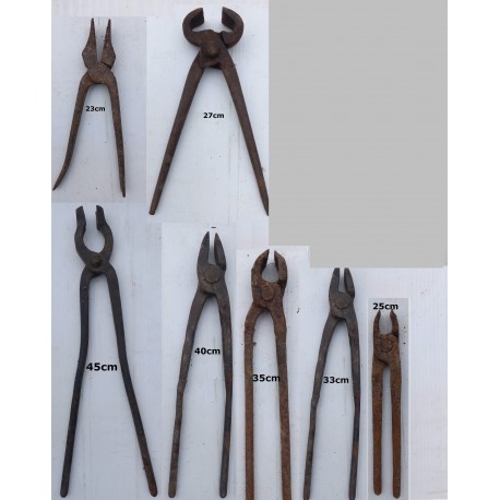 7 Outils anciens de forgeron, pinces