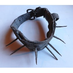 Collier à clous ancien, chien loup