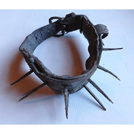 Collier à clous ancien, chien loup