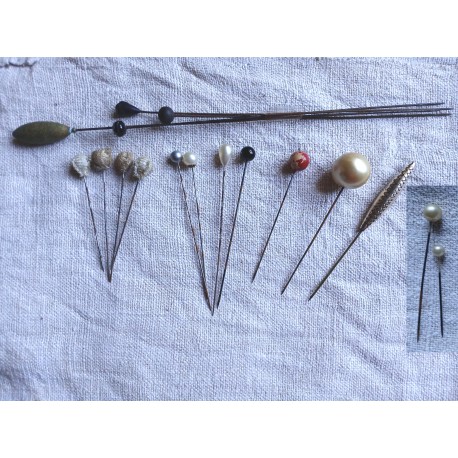 Lot de 10 Épingles à chapeaux ou cravates