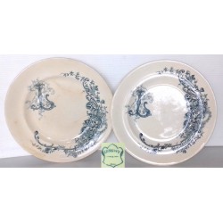 2 assiettes anciennes "L" de  LONGWY