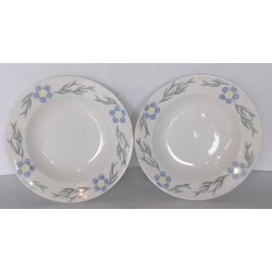 2 assiettes creuses décor fleurs sans marque