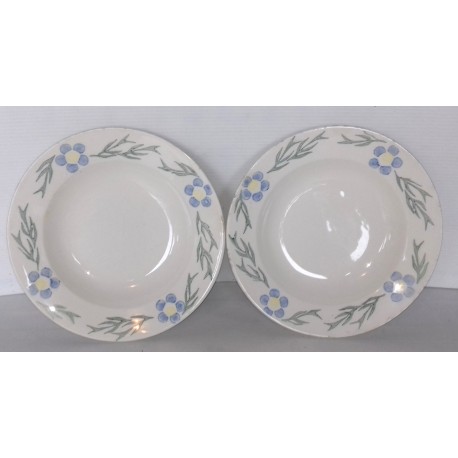 2 assiettes creuses décor fleurs sans marque