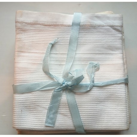 LOT de 5 serviettes nid d'abeille blanches