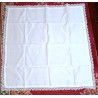 Jolie nappe ancienne LINON et dentelle, blanche, 90cmx90cm