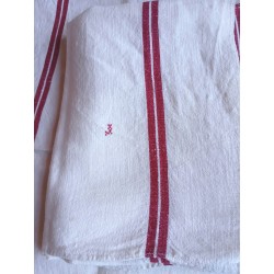 4 Torchons anciens monogramme J, coton, liteaux rouge