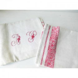 2 torchons anciens monogramme JP , 75x65cm
