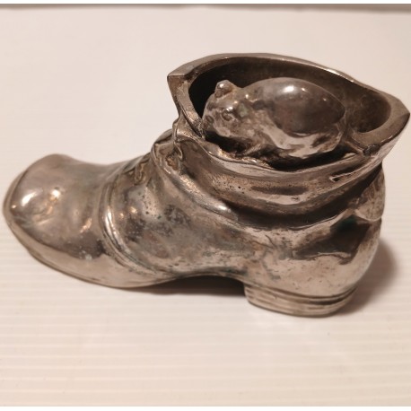 Petite bottine en métal avec souris en haut, 12cm