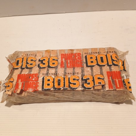 36 épingles à linge en bois dans leur sachet ROZENBAL FRANCE