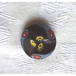 Joli bouton ancien en céramique peint , 20mm