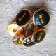 LOT de 9 boutons anciens vintage , noir et doré, 15mm, mercerie