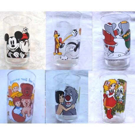 Verres de collection MICKEY PIF CANDY BABAR NOUNOURS MOWGLI