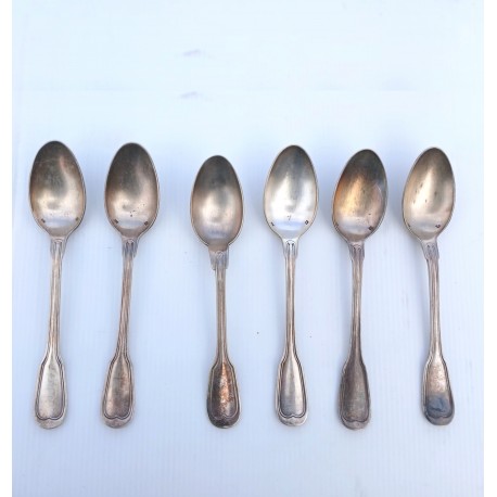6 anciennes petites cuillers en métal argenté