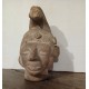 Réplique de tête sculptée empereur PAKAL Maya.1970 en terre cuite Mexique