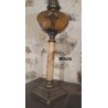 Lampe à pétrole 80cm, en onyx, couleur ambre et verre en cristal de Gouzon