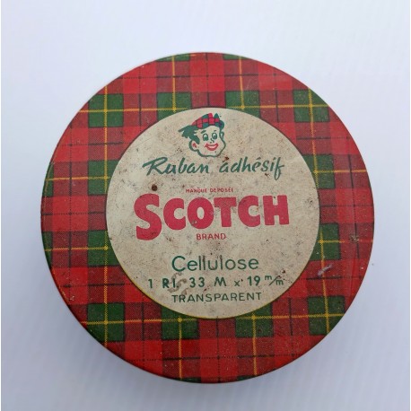 Boite ancienne de rouleau de "SCOTCH" en métal, diamètre 7cm.
