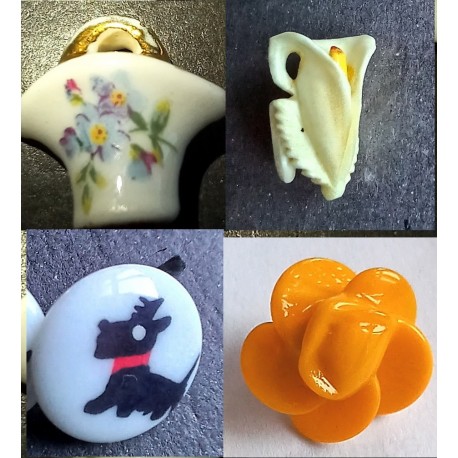 Petits boutons en porcelaine, anciens
